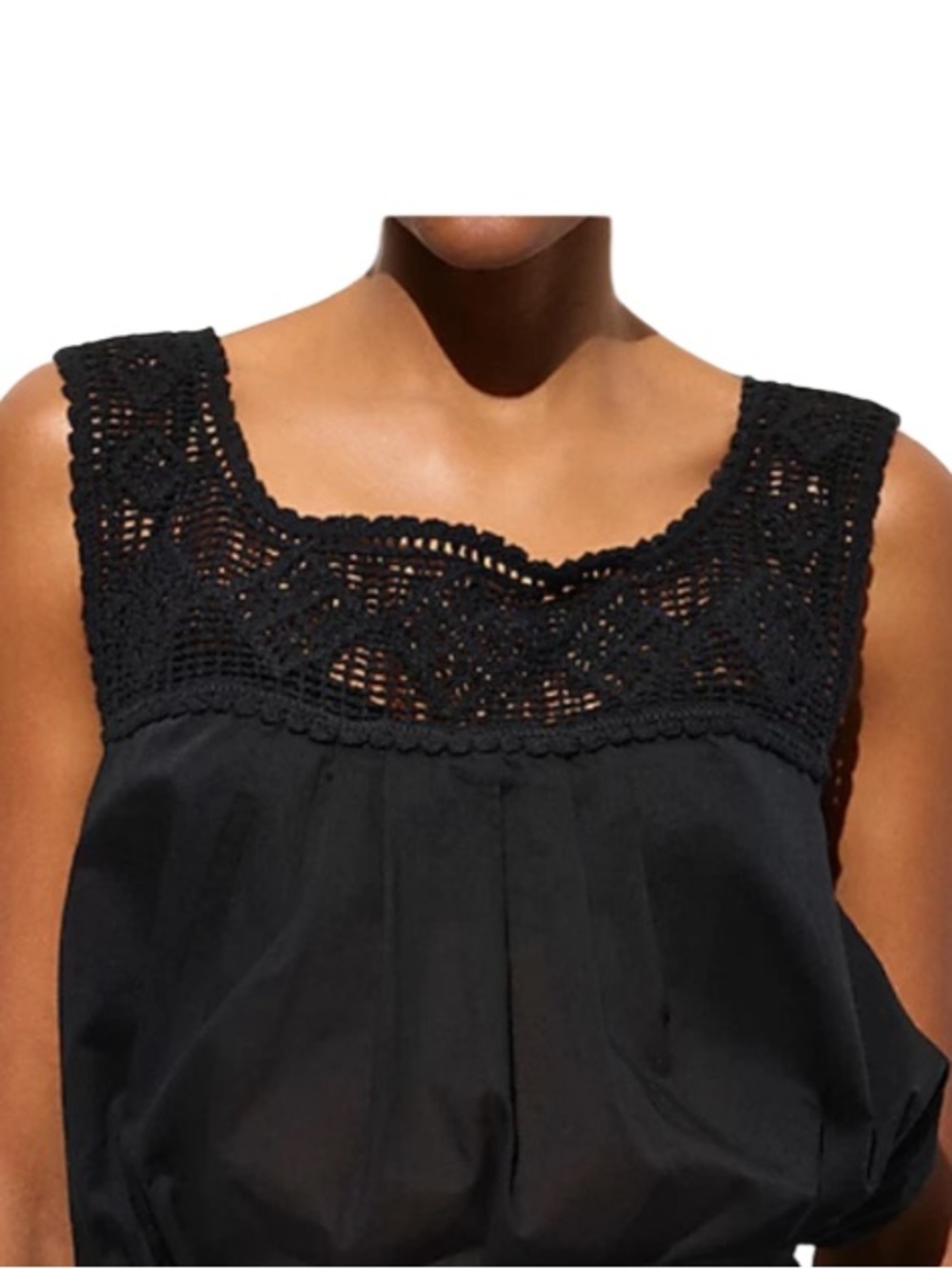 J. Crew Black Crochet-trim dress Black Midi (tie waist not included) Size XS NWT - Picture 3 of 8
